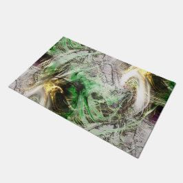 フローティ素朴ンググリーンとイエローインクの下のテクスチャ ドアマット