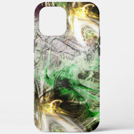 フローティ素朴ンググリーンとイエローインクの下のテクスチャ iPhone 12 PRO MAX ケース