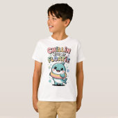 フロートと一緒にお休み中 | 子供サメベビー Tシャツ (正面フル)
