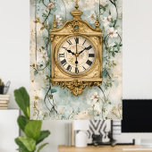 フロートゥールオア (flute clock)、またはさえずる鳥の自動人形時計 ポスター (ホームオフィス)
