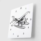 フロートカッコいいウォールクロック上の非常に飛行機 スクエア壁時計 (傾斜)