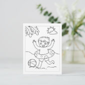 フロートチューブを身に着けたカラーミーボーイ |アクティビティカード ポストカード (スタンド正面)