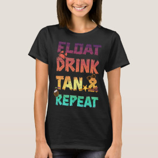 フロートドリンクタン&リピーター夏休みビーチプール Tシャツ