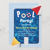 フロート付きプールパーティーの招待状 招待状 (正面/裏面)