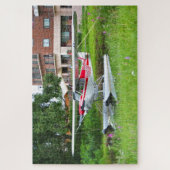 フロート赤と白飛行機、レイクフッド、アラスカ ジグソーパズル (縦)