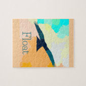 フロート(Float)水彩に舞い上がる様式化された鳥 ジグソーパズル (横)