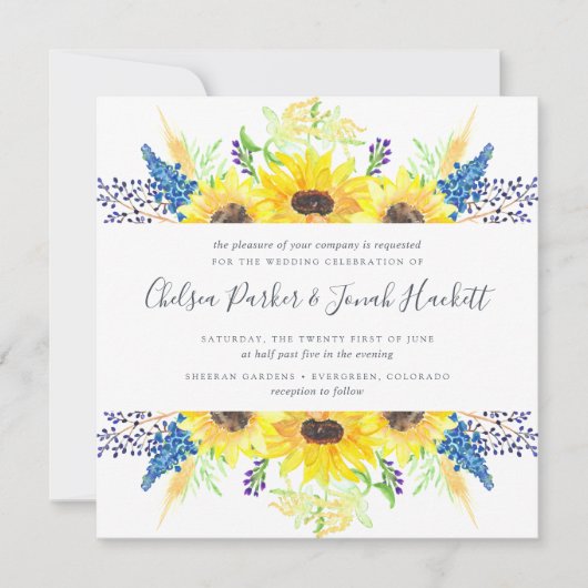 フローフィールド結婚式招待状 |正方形 招待状 (正面)