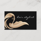 フローヘアイラストレーション |黒の背景 名刺 (正面)