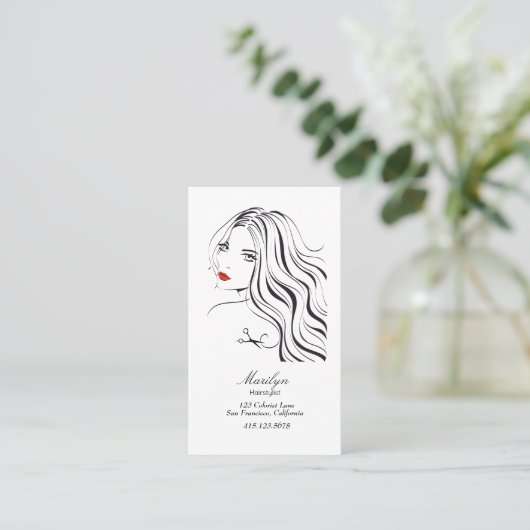 フローヘアシルエットヘアスタイリスト名刺 名刺 (スタンド正面)