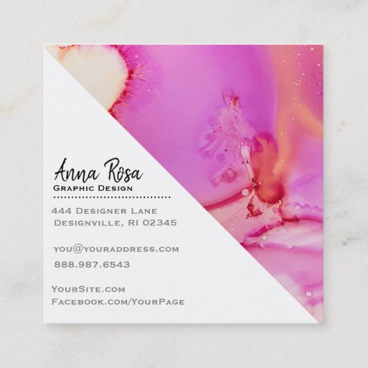 *~*フローマーブルはっきりした抽象芸術オーガニック水色 スクエア名刺 (裏面)