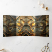 フローモダン金ゴールドスイート16パーティの招待状 三つ折り招待状 (内部)