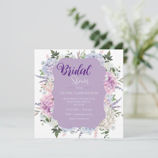 フローラあじさい水カラーエレガントブライダルシャワー 招待状 (スタンド正面)