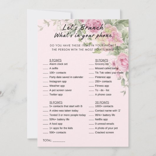 フローラあなたの電話ブランチパーティーゲームの内容 招待状 (正面)