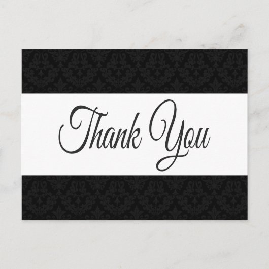 フローラありがとうダマスクブラック&ホワイト結婚- s ポストカード (正面)