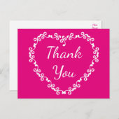 フローラありがとうホットピンクとホワイトハート ポストカード (正面/裏面)