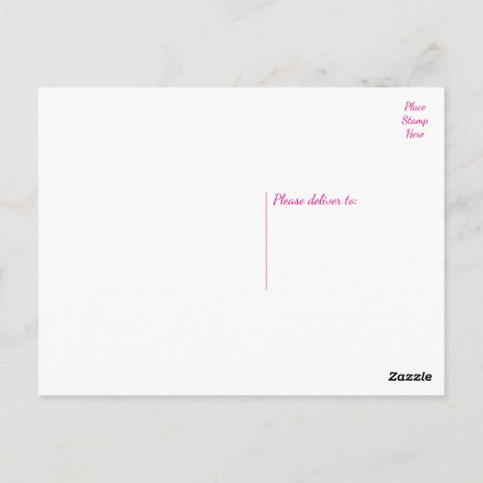 フローラありがとうホットピンクとホワイトハート ポストカード (裏面)