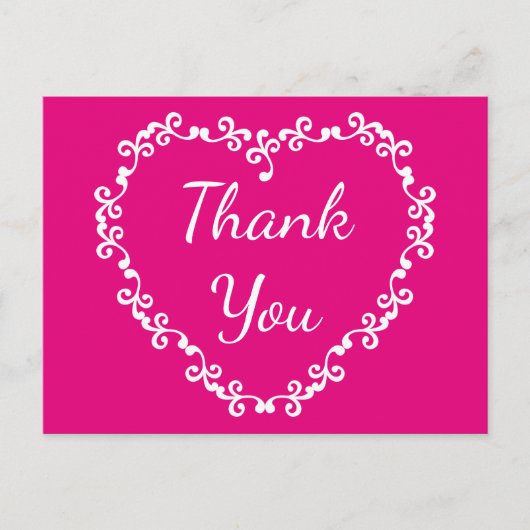 フローラありがとうホットピンクとホワイトハート ポストカード (正面)