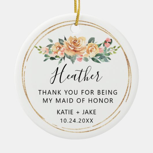 フローラありがとうメイド・オブ・オーナー(花嫁付き添い人) セラミックオーナメント (正面)
