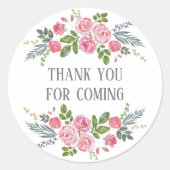 フローラありがとう来。ピンクのバラの赤ちゃんシャワー ラウンドシール (正面)