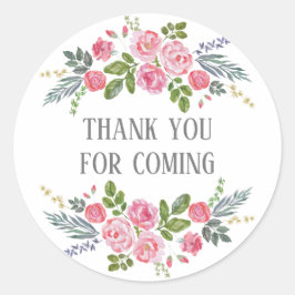 フローラありがとう来。ピンクのバラの赤ちゃんシャワー ラウンドシール