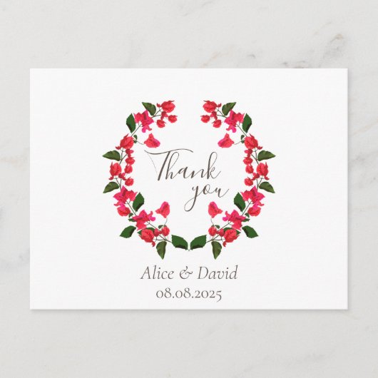 フローラありがとうRed Bougainvilleaはがき インビテーションポストカード (正面)