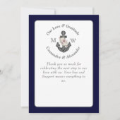 フローラいかりとロープビーチ結婚式ネイビーブルー サンキューカード (正面)