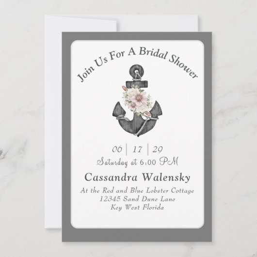 フローラいかりホワイトシルバーグレ航海のイ結婚ズ 招待状 (正面)