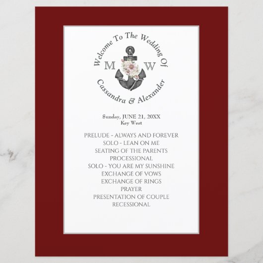 フローラいかり航海のの結婚マルーンレッド計画 (正面)