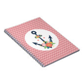 フローラいかり航海のフェイスネイビー&コーラルシェブロン ノートブック (右側)