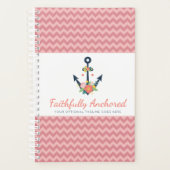 フローラいかり航海のフェイスネイビー&コーラルシェブロン プランナー手帳 (正面)