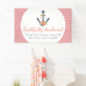 フローラいかり航海のフェイスネイビー&コーラルシェブロン 横断幕 (インサイチュ)