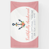 フローラいかり航海のフェイスネイビー&コーラルシェブロン 横断幕 (縦)