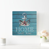 フローラいかり、ウッド、ホームスウィートホーム スクエア壁時計 (ホーム)