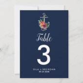 フローラいかり |ネイビー秋5x7"テーブル番号 招待状 (裏面)