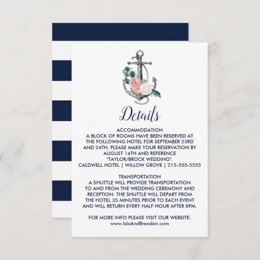 フローラいかり |夏の結婚詳細挿入カード エンクロージャーカード (正面/裏面)