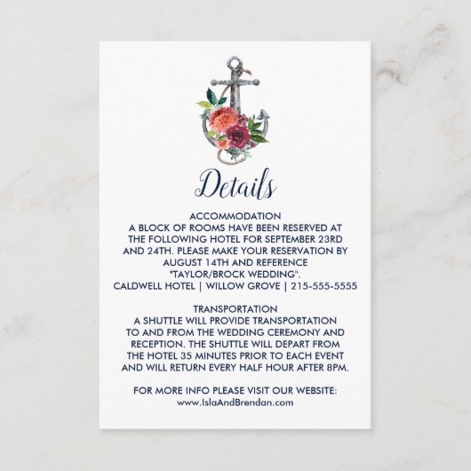 フローラいかり |秋の結婚詳細挿入カード エンクロージャーカード (正面)