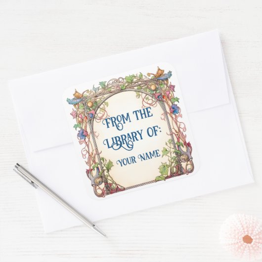 フローラおとぎ話の蔵書票 スクエアシール (封筒)