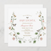 フローラおとぎ話ガーデンベビーシャワー招待状 招待状 (正面/裏面)