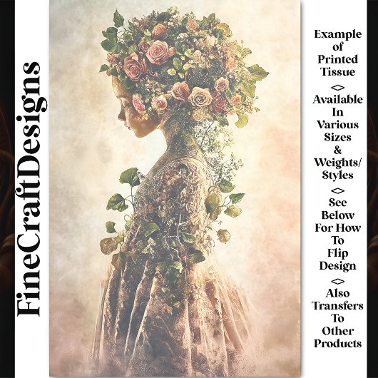 フローラおとぎ話チャイルド&ピンクローズAU4デクページ 薄葉紙