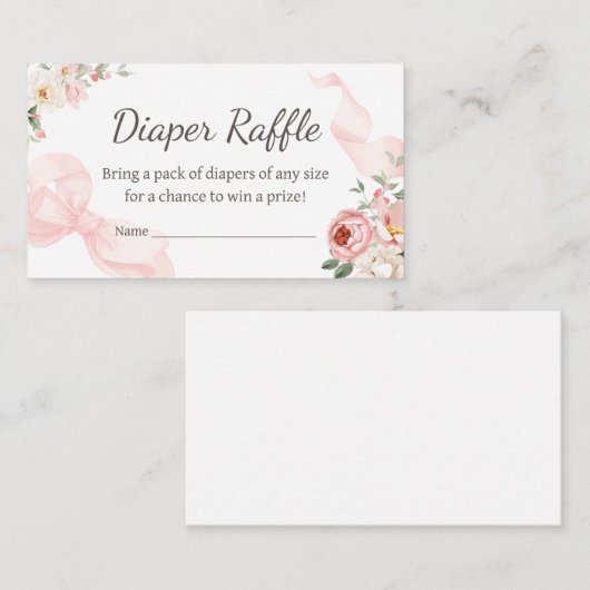 フローラおむつラッフルにおける開花コケットベビー エンクロージャーカード (正面/裏面)