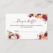 フローラおむつラッフル赤ちゃんシャワーエンクロージャカード 名刺 (正面)