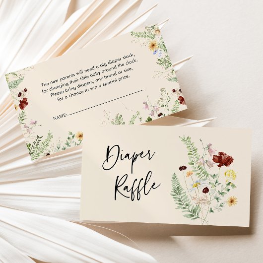 フローラおむつラッフル赤ちゃんシャワーエンクロージャカード 名刺