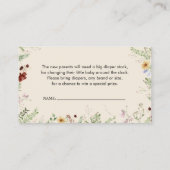 フローラおむつラッフル赤ちゃんシャワーエンクロージャカード 名刺 (裏面)
