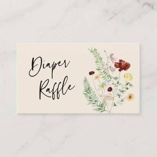 フローラおむつラッフル赤ちゃんシャワーエンクロージャカード 名刺 (正面)