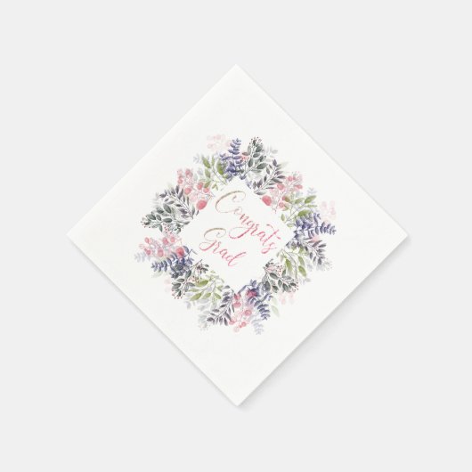 フローラおめでとうグラードグリッタータイポグラフィ スタンダードカクテルナプキン (角)