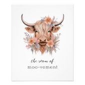 フローラおもしろいハイランドカウバスルームのデコールウォールアート フォトプリント            (正面)