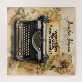 フローラおもしろいヴィンテージタイプライターのジグソーパズル ジグソーパズル (横)