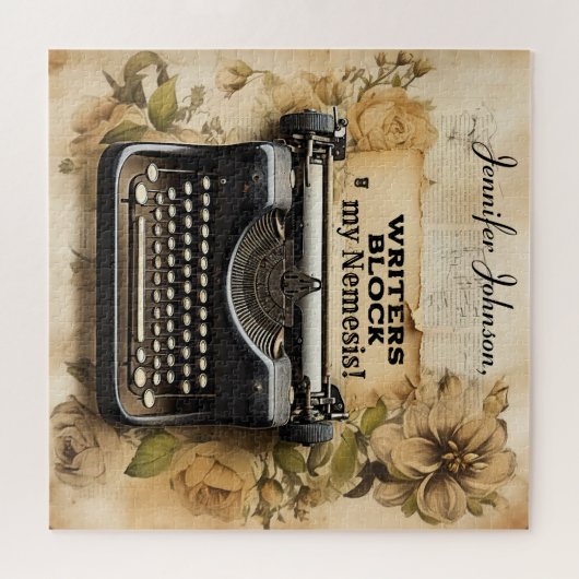 フローラおもしろいヴィンテージタイプライターのジグソーパズル ジグソーパズル (横)