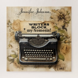 フローラおもしろいヴィンテージタイプライターのジグソーパズル ジグソーパズル