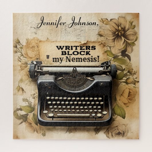 フローラおもしろいヴィンテージタイプライターのジグソーパズル ジグソーパズル (縦)